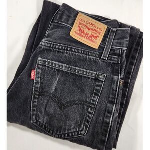 women's LEVI'S 94 BAGGY Black Jeans denim Stonewash size 24/26
